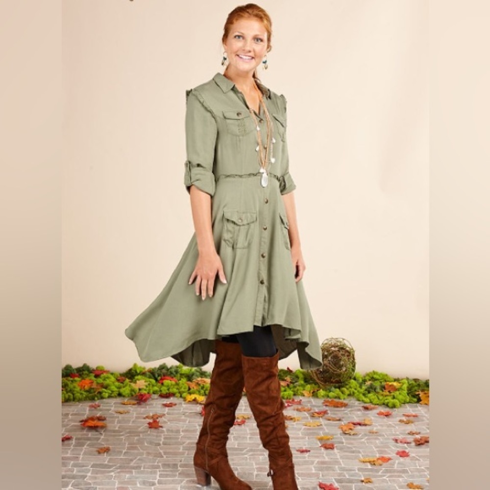 Matilda Jane Olive Green Once Upon a Time Tree Canopy Dress Medium